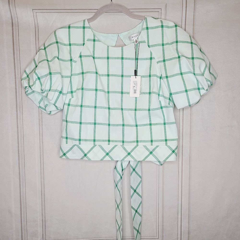 NWT Milly Malia Windowpane Blouse